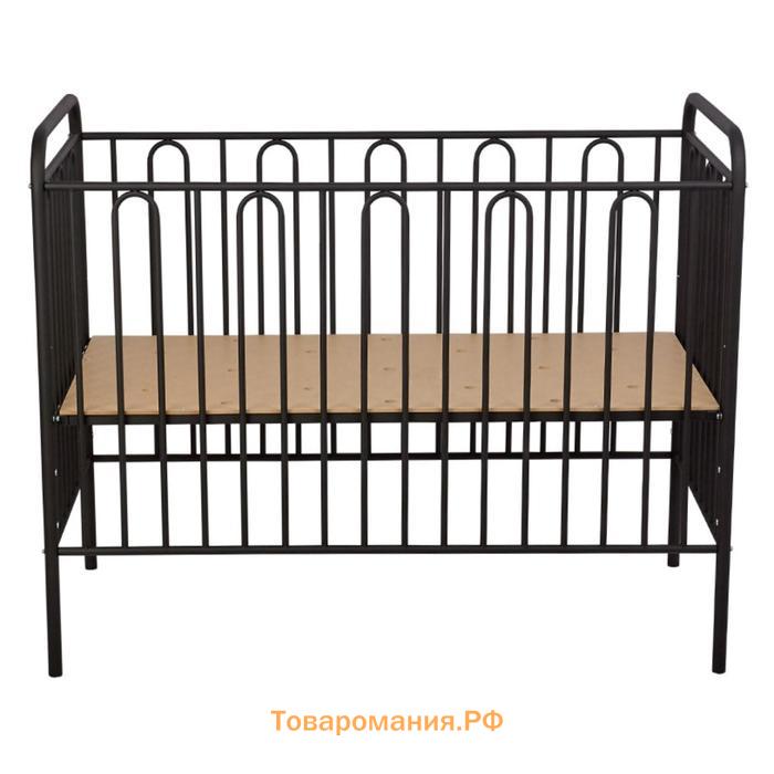 Кроватка детская Polini kids Vintage 110 металлическая, цвет черный матовый