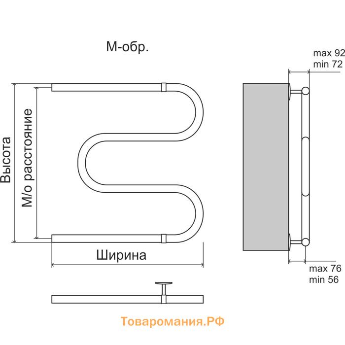 Полотенцесушитель водяной TERMINUS AISI 25, эконом, М-образный, 500х600 мм, хром