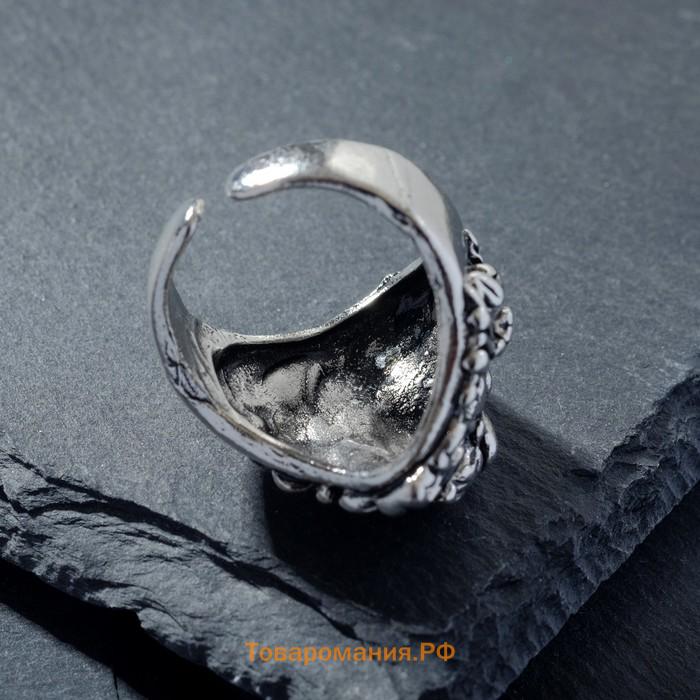 Кольцо "Перстень" лев, цвет чернёное серебро, безразмерное