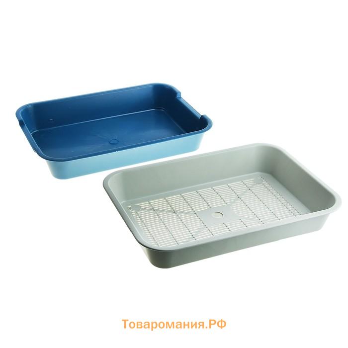 Туалет средний с сеткой 36 х 26 х 6,5 см, синий/бежевый