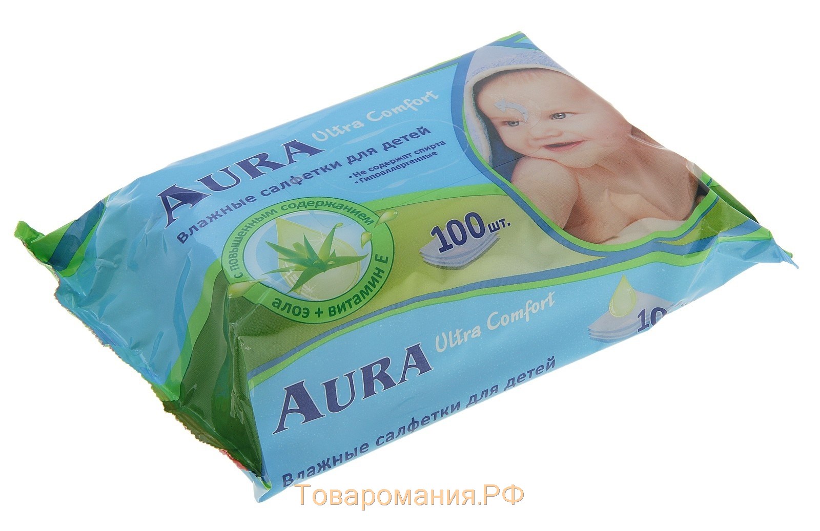 Влажные салфетки Aura Ultra Comfort, детские, МИКС, 100 шт.