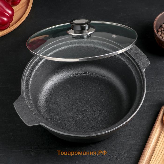 Жаровня чугунная «Биргер», 1.5 л, d=24 см, крышка, чёрная