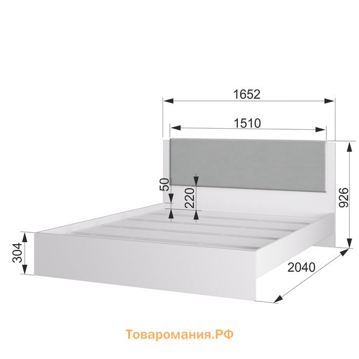 Кровать «Акцент №16М», 1600×2000 мм, цвет белый / цемент светлый / веллюкс сильвер