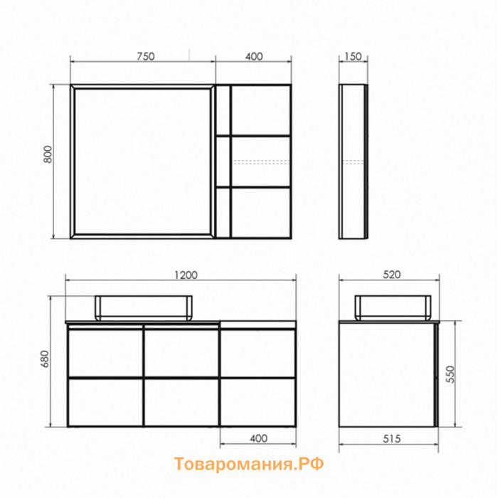 Шкаф подвесной COMFORTY «Таллин-40» Белый матовый/Дуб натуральный