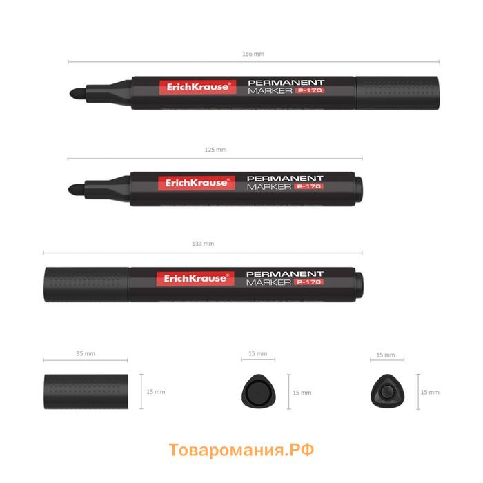 Маркер перманентный ErichKrause P-170, 2.0 мм, чернила на спиртовой основе, чёрный