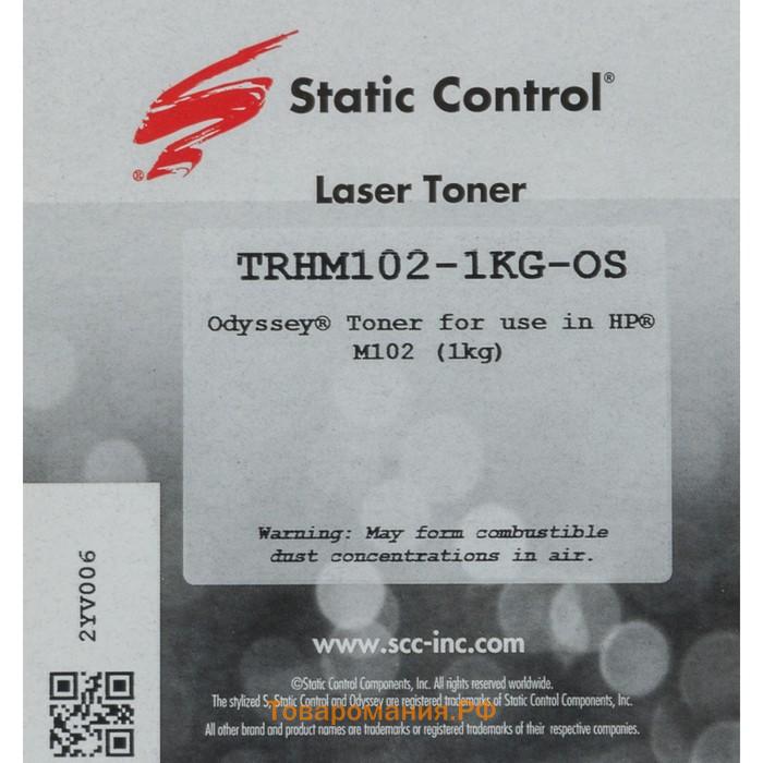 Тонер Static Control TRHM102-1KG-OS, для HP LJ M104/M132, флакон 1000гр, чёрный