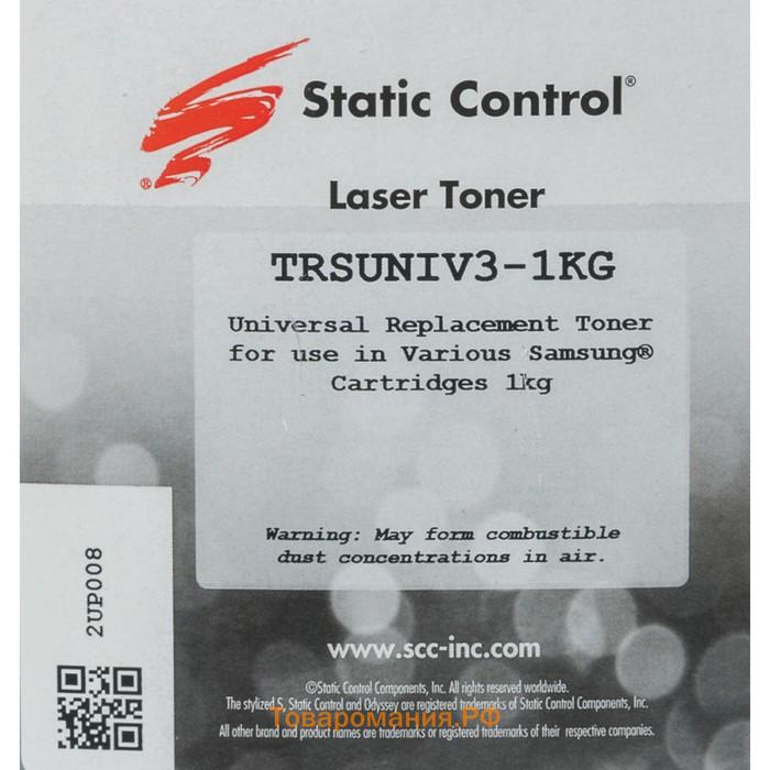 Тонер Static Control TRSUNIV3-1KG, для Samsung ML2160/SCX3400/M2020, флакон 1000гр, чёрный