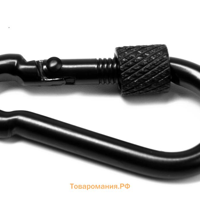 Карабин монтажный с фиксатором ТУНДРА krep, DIN5299D, 4×40 мм, черный, 1 шт.