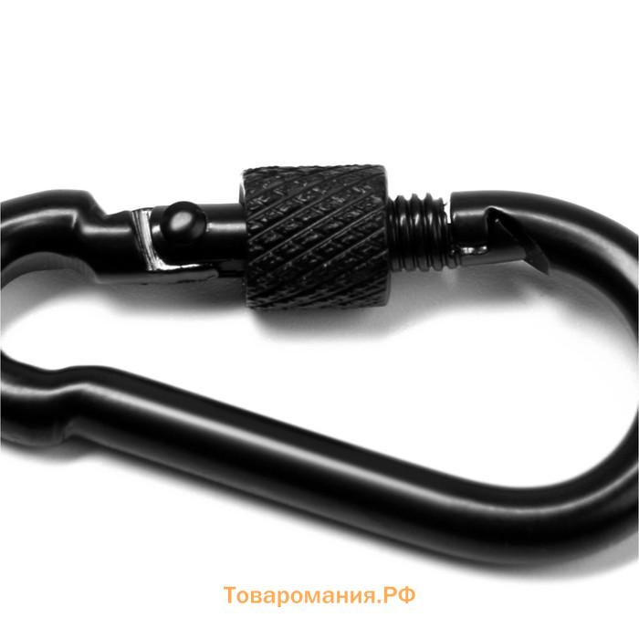 Карабин монтажный с фиксатором ТУНДРА krep, DIN5299D, 4×40 мм, черный, 1 шт.