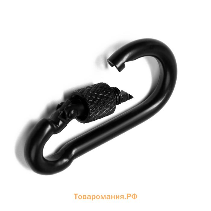 Карабин монтажный с фиксатором ТУНДРА krep, DIN5299D, 4×40 мм, черный, 1 шт.