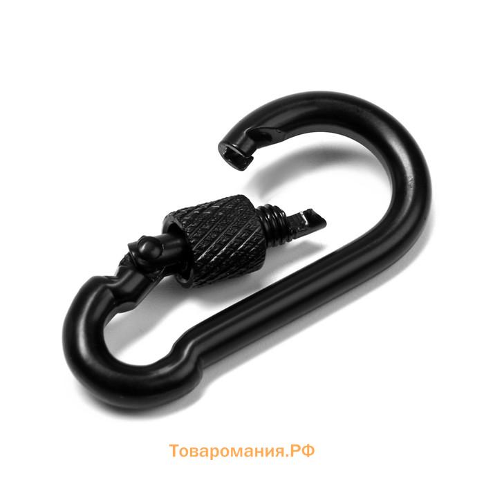 Карабин монтажный с фиксатором ТУНДРА krep, DIN5299D, 4×40 мм, черный, 1 шт.