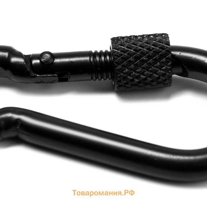 Карабин монтажный с фиксатором ТУНДРА krep, DIN5299D, 5×50 мм, черный, 1 шт.