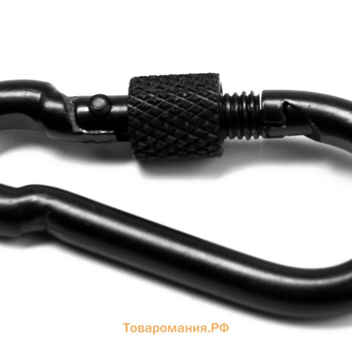 Карабин монтажный с фиксатором ТУНДРА krep, DIN5299D, 5×50 мм, черный, 1 шт.