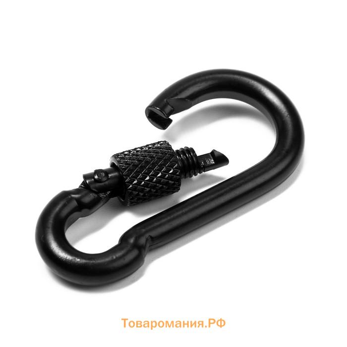 Карабин монтажный с фиксатором ТУНДРА krep, DIN5299D, 5×50 мм, черный, 1 шт.