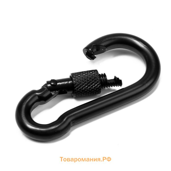 Карабин монтажный с фиксатором ТУНДРА krep, DIN5299D, 7×70 мм, черный, 1 шт.