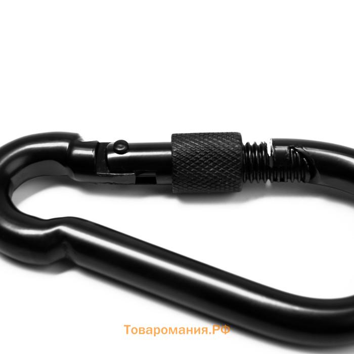 Карабин монтажный с фиксатором ТУНДРА krep, DIN5299D, 10×100 мм, черный, 1 шт.
