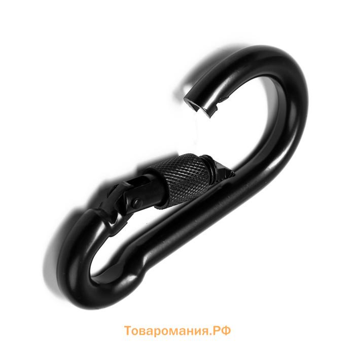 Карабин монтажный с фиксатором ТУНДРА krep, DIN5299D, 10×100 мм, черный, 1 шт.