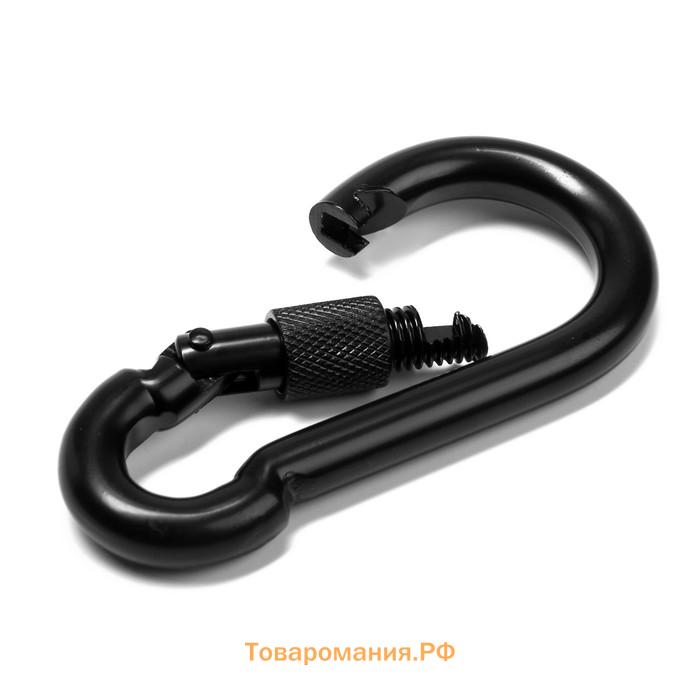 Карабин монтажный с фиксатором ТУНДРА krep, DIN5299D, 10×100 мм, черный, 1 шт.