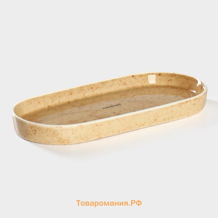 Блюдо сервировочное фарфоровое Magistro Stone, 24.5×11.5×2.5 см