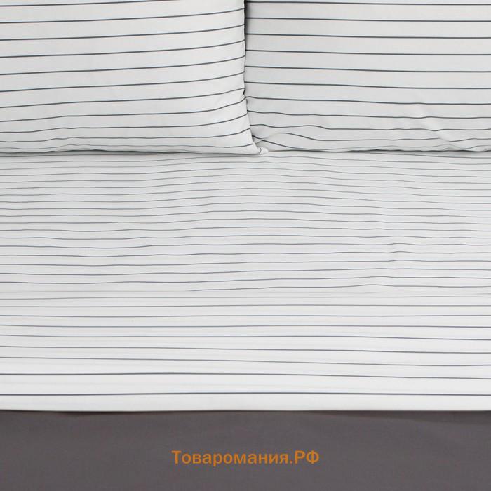 Постельное бельё  1.5сп Stripes: grey, 143х215см, 150х214см, 50х70см-2 шт, перкаль,114 г/м2