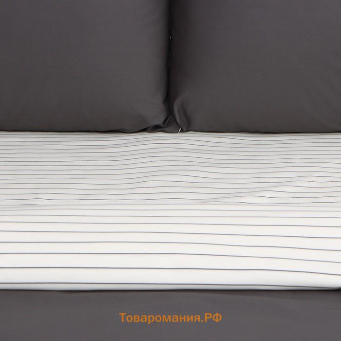 Постельное бельё  1.5сп Stripes: grey, 143х215см, 150х214см, 50х70см-2 шт, перкаль,114 г/м2