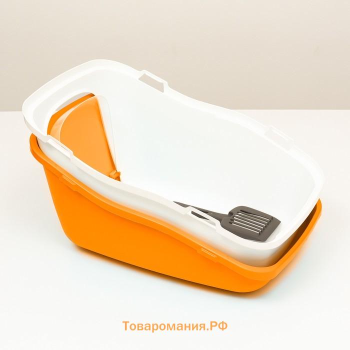 Pet-it домик-туалет для кошек COMFORT, (совок в наборе), 57x39x41, оранжевый/белый