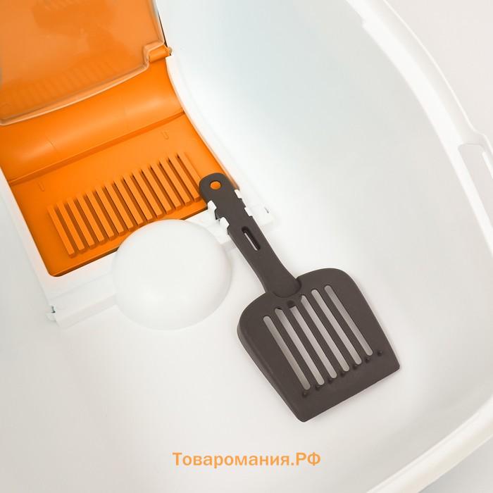 Pet-it домик-туалет для кошек COMFORT, (совок в наборе), 57x39x41, оранжевый/белый