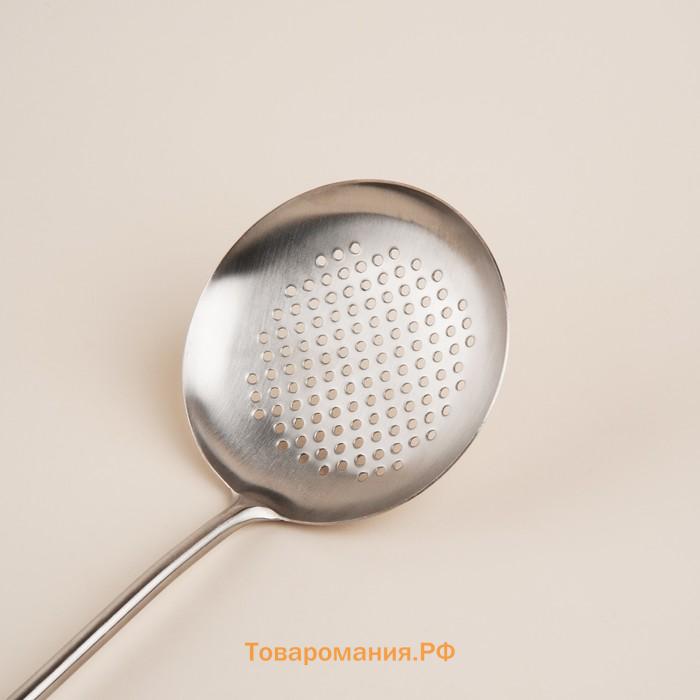 Шумовка SLHome «Рустик», 39×12.5 см, нержавеющая сталь, цвет серебряный