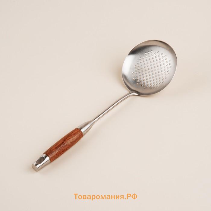 Шумовка SLHome «Рустик», 39×12.5 см, нержавеющая сталь, цвет серебряный