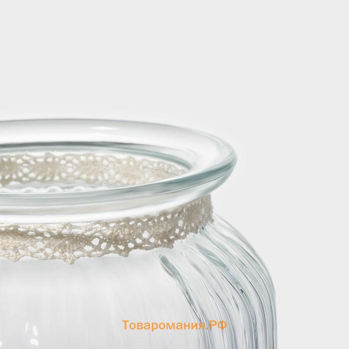 Банка для сыпучих продуктов  «Пляж», 600 мл, 11×12.5 см, с керамической крышкой, стекло, прозрачная