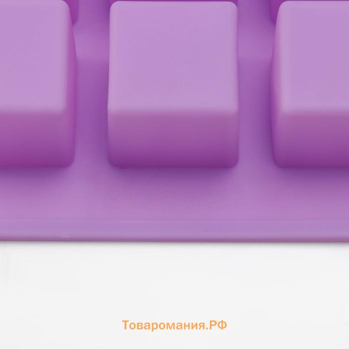 Форма для льда  «Фигуры.Куб», силикон, 26×15×3.2 см, 15 ячеек (3.4×3.4 см), фиолетовая