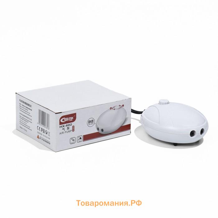 Компрессор для аквариума Sea Star HX-602, бесшумный, с регулировкой мощности,2 х 2 л/мин,4Вт 993358