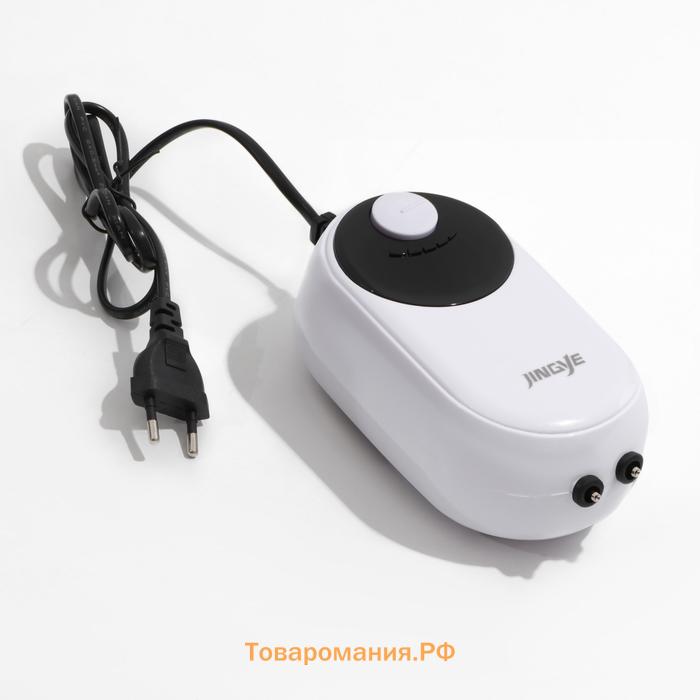 Компрессор для аквариума JINGYE YE-623, бесшумный, с регулировкой мощности,2 x 4,5 л/мин,9Вт