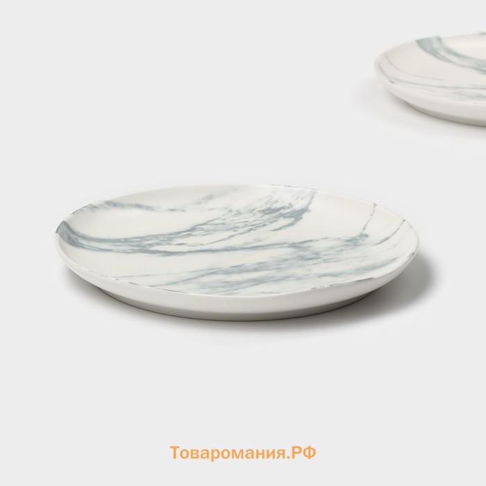 Десертные тарелки Magistro Real Marble, d=21 см, набор 2 шт, фарфор, белые