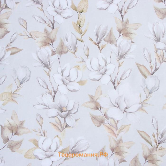 Постельное бельё  дуэт Beige flowers, 143х215 см-2шт, 214х240 см, 50х70см-2шт, мако-сатин 114г/м2