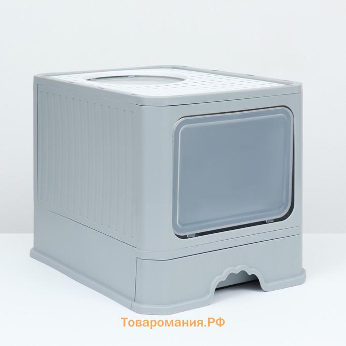 Туалет закрытый 50 х 40 х 40 см с выдвижным поддоном, серый