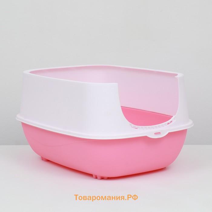 Туалет закрытый с откидным верхом, с совком и угольным фильтром 52 х 38 х 40 см, розовый