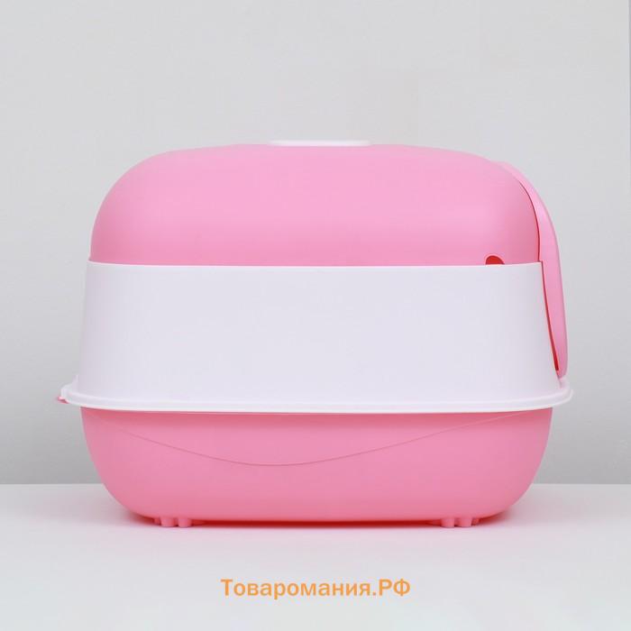 Туалет закрытый с откидным верхом, с совком и угольным фильтром 52 х 38 х 40 см, розовый
