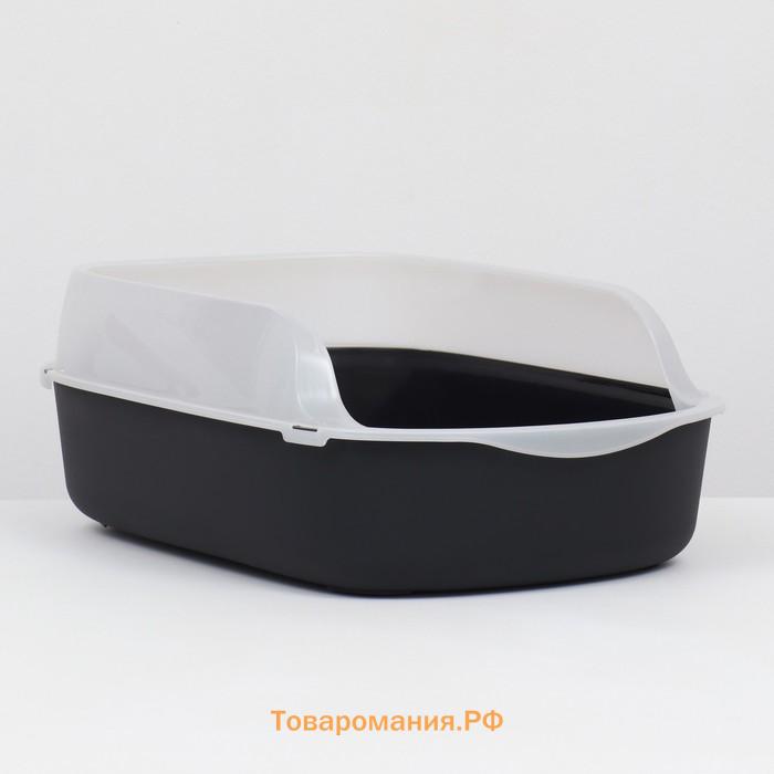 Туалет с бортом, 50х35х18 см, черный