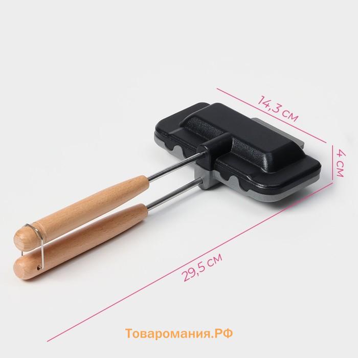 Сковорода двусторонняя для выпечки сэндвичей , 29.5×14.3×4 см, с антипригарным покрытием