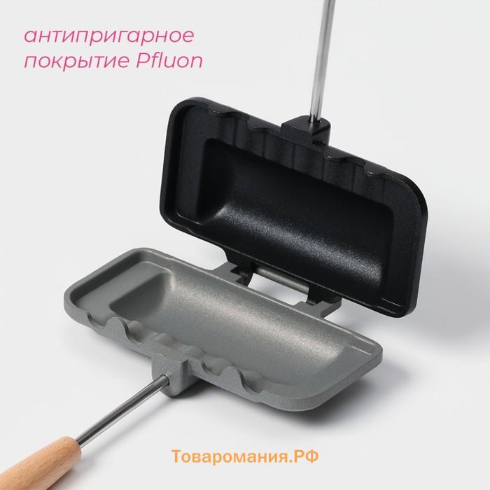 Сковорода двусторонняя для выпечки сэндвичей , 29.5×14.3×4 см, с антипригарным покрытием
