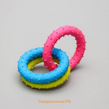 Игрушка жевательная "Всегда вместе!", TPR, 18,5 см, сине/розово/жёлтая