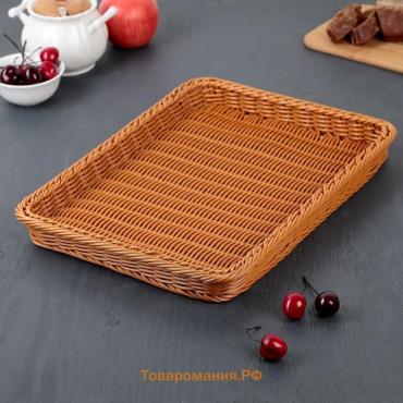 Корзина для продуктов , 40×29.5×4 см, коричневая