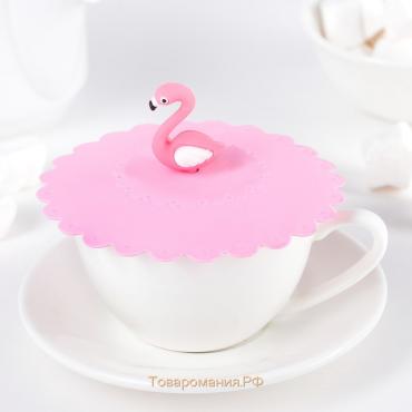 Крышка-непроливайка силиконовая «Фламинго», d=11 см, цвет розовый