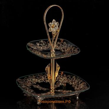 Этажерка-фруктовница круглая, 2 яруса, d=29/20 см, высота 40 см, стекло