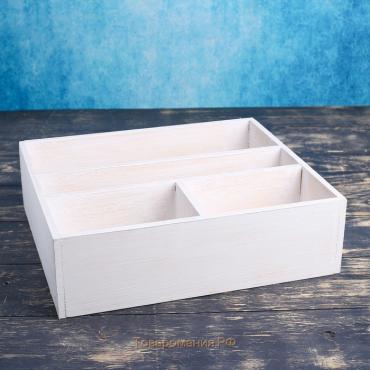 Ящик деревянный 34.5×30×10 см подарочный комодик, белая кисть
