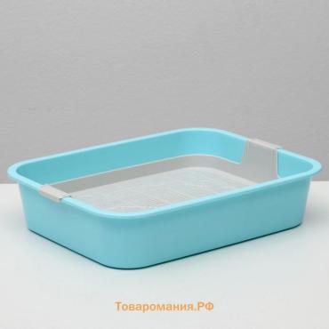 Туалет "Мур-мяу" для кошек, с сеткой, 33,2 х 25,6 х 7,2 см голубой