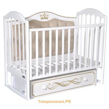 Кровать детская Bellini Silvia Elegance Premium мягкая спинка, маятник, цвет белый