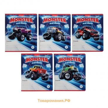 Тетрадь 18 листов в клетку, ErichKrause Monster Car, обложка мелованный картон, блок офсет 100% белизна, МИКС (1 вид в спайке)