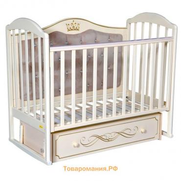 Кроватка Paola Elegance Premium, маятник, мягкая спинка, ящик, цвет слоновая кость